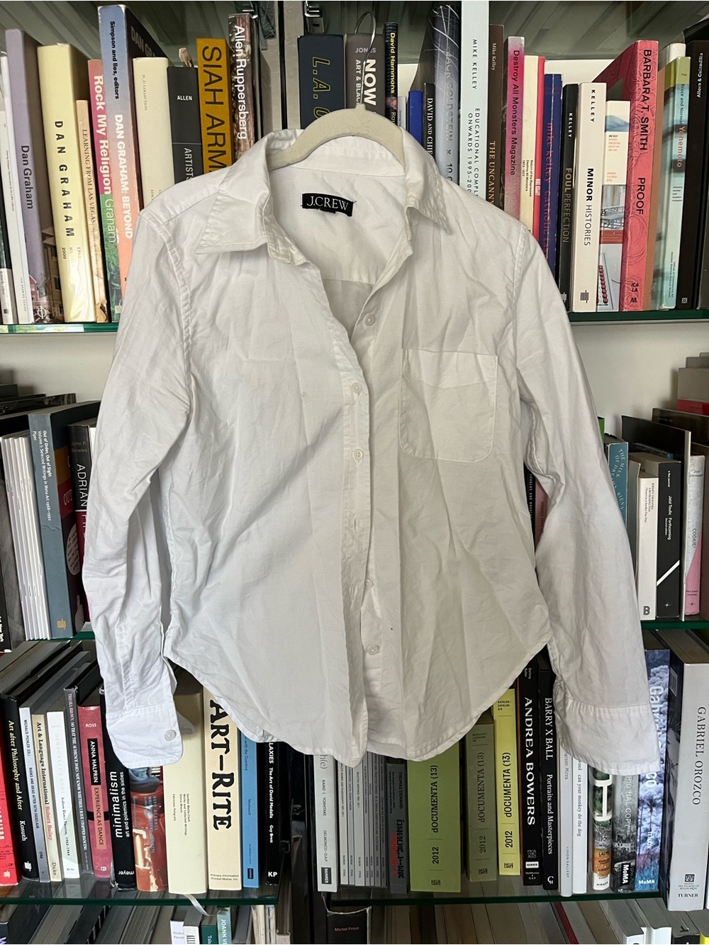 J. Crew White Collared Button Shirt with Logo Tag